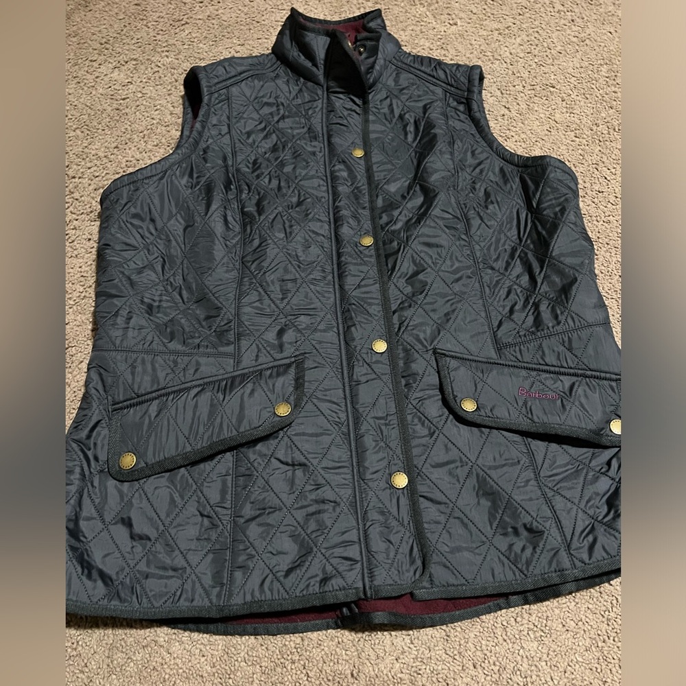 Barbour Quilted Dark navy  Vest with Gold Buttons. READ DESCRIPTION